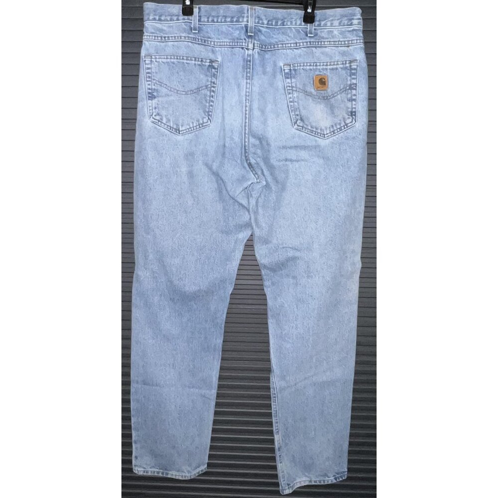 Carhartt Jeans Mens 40x34 Blue Traditional Fit Straight Stonewash Denim Pants - Picture 7 of 12